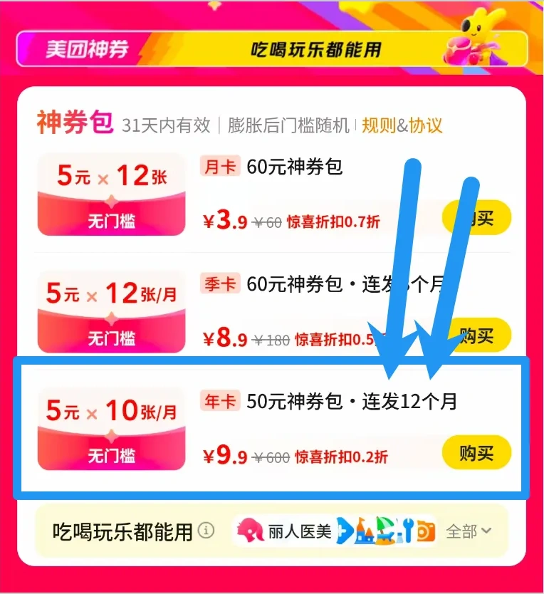 薅美团羊毛! 9.9 元抢 600 元的神券包,无门槛券!